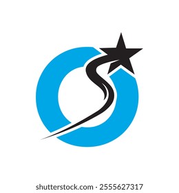 Star Logo combine with letter O vector template