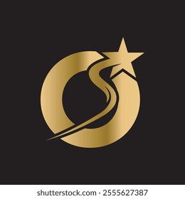 Star Logo combine with letter O vector template