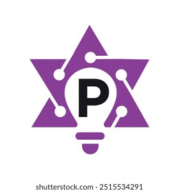 Star Logo Combine With Letter P Vector Template