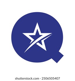 Star Logo combine with letter Q vector template