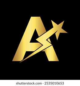 Logotipo de estrella combinado con la letra A Plantilla de Vector