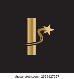 Star Logo combine with letter I vector template