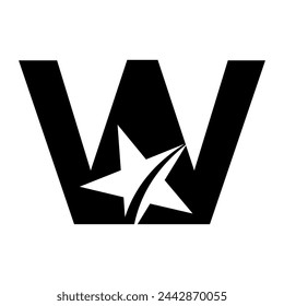 Star Logo combine with letter W vector template
