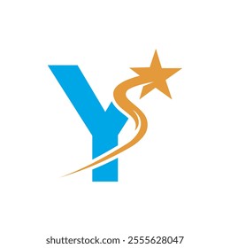 Star Logo combine with letter Y vector template