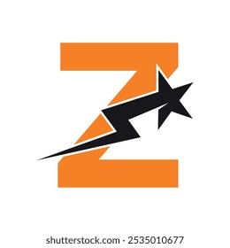 Logotipo de estrella combinado con la letra Z Plantilla de Vector