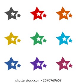 Icono del concepto del logotipo de la estrella aislado en el fondo blanco. Establecer iconos de colores