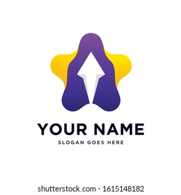 Star logo design with up arrow in modern style