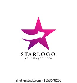 star logo design with arrow symbol in the middle