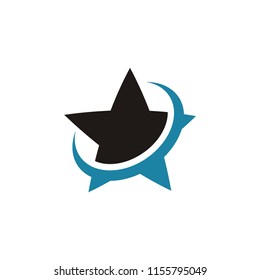 star logo design with blue color and black