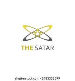 Diseño de logotipo de estrella. Con una combinación de anillos circulares en ambos lados.