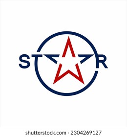 Star logo design with illustration of star symbol in circle.