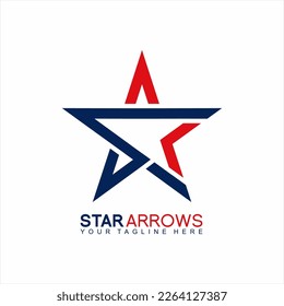 Star logo design with letter S and arrow symbol.