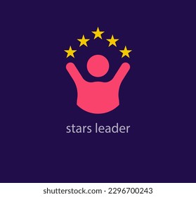 Star logo design on creative leader. Unique design color transitions. Unique human success logo template. vector