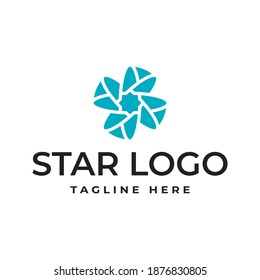 Star logo design with outline style. Outer space vector graphics.