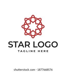 Star logo design with outline style. Outer space vector graphics.