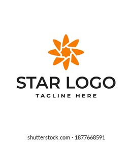 Star logo design with outline style. Outer space vector graphics.