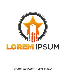 Star logo design with price tag on the center