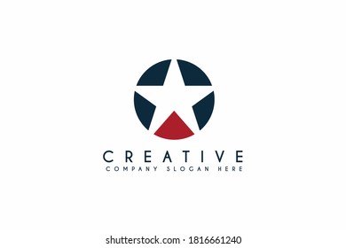 Star logo design with red north direction vector illustration