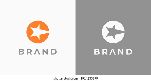 Star logo design. Simple star and circle logo forming letter C for business or brand. Unique and style star symbol created with grid. Star logo template for sport brand, clothing, gym, and other.