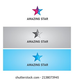 Design-Vorlage für Sterne-Logos mit 3 Farben