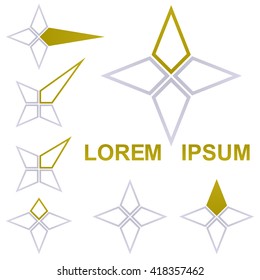 Star logo design template set for technology, science, research, navigation concepts.