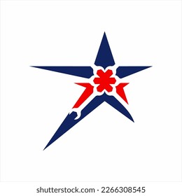 Star logo design with unique concept. Star illustration with wrench element in negative space.