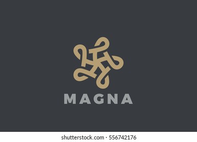 Star Logo design vector template. Luxury abstract symbol Linear Logotype concept