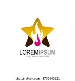 Star logo with fire design illustration