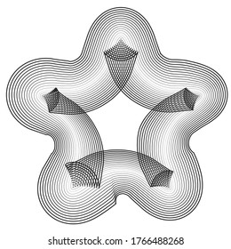 star Logo with flow lines.unusual icon Design .frame with Vector stripes . 