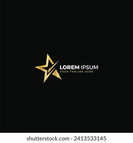 Star logo gold, vector illustration, elegant, with black background color
