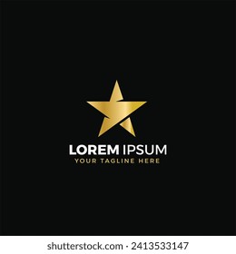 Oro del logotipo de la estrella, ilustración vectorial, elegante, con color de fondo negro