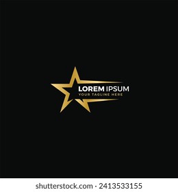 Oro del logotipo de la estrella, ilustración vectorial, elegante, con color de fondo negro