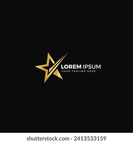 Star logo gold, vector illustration, elegant, with black background color