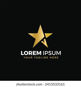 Star logo gold, vector illustration, elegant, with black background color