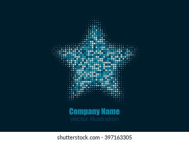 Star logo, icon. Abstract halftone star. Vector illustration