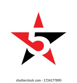 star logo icon negative number 5 