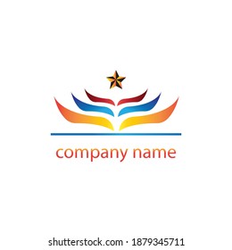 star logo illustration wing color design vector