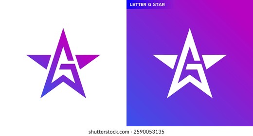 Star logo with initial G. Modern, rating, winner. Icon symbol design template EPS 10.