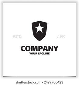 star logo inside the shield logo design vector design template