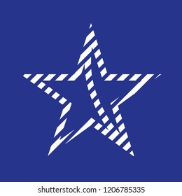 star logo with interleaved lines and blue vector background