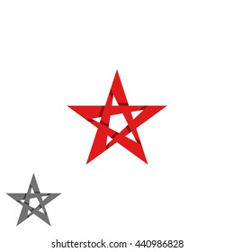 Star logo isolated graphic design decoration element, intersection red strip, creative idea emblem for business card