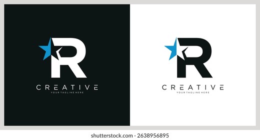 Star Logo Letter R. Star Symbol Vector Template