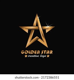 star logo, with letter a style, gold gradient color, elegant and modern