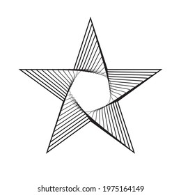 star Logo with  lines. Circular icon Design .  Vector stripes . 