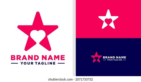 STAR LOGO LOVE NEGATIVE SPACE SIMPLE EDITABLE