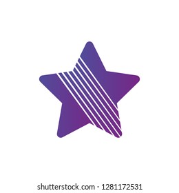 Star logo. Minimal abstract symbol. Geometrical design. Lines as element of star. Vector illustration isolated on white background.
