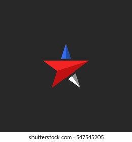 Star logo mockup, USA patriotic icon design element template in American flag colors, t-shirt national print