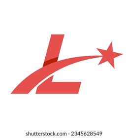 Logo De Star En La Letra L. Plantilla de vector de símbolo de estrella móvil