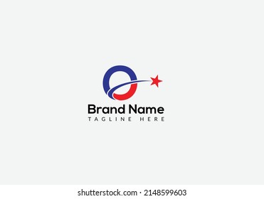 Star Logo On Letter O Template. Star Logo On O Letter, Initial Star Sign Concept Template