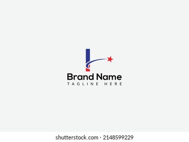 Logo De Star En Plantilla De Letra I. Logotipo de estrella en la carta I, plantilla inicial de concepto de signo de estrella
